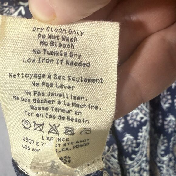 L'Agence Navy 100% Silk Paisley Tie Belt Button Front Shirt Stella Dress Size S - Picture 13 of 14